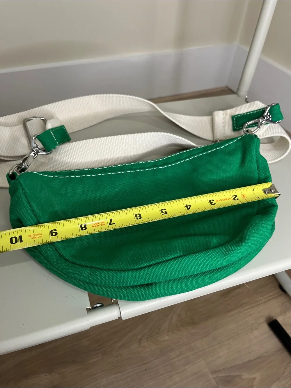 Lands' End Green Canvas Crossbody with White Strap